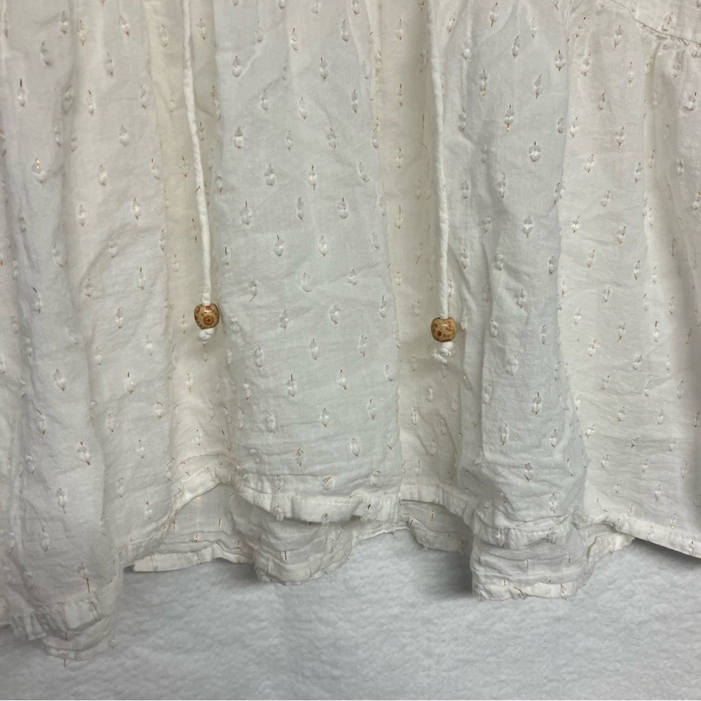 Charlie‎ Paige White Swiss Dot Boho Peplum Blouse Tie Neck XL Cottagecore - Picture 6 of 6